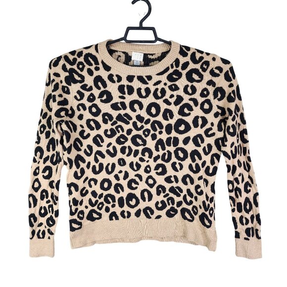 Womens A New Day Sweater Brown & Black Leopard Print Long Sleeve Crew Neck XL - Picture 1 of 8